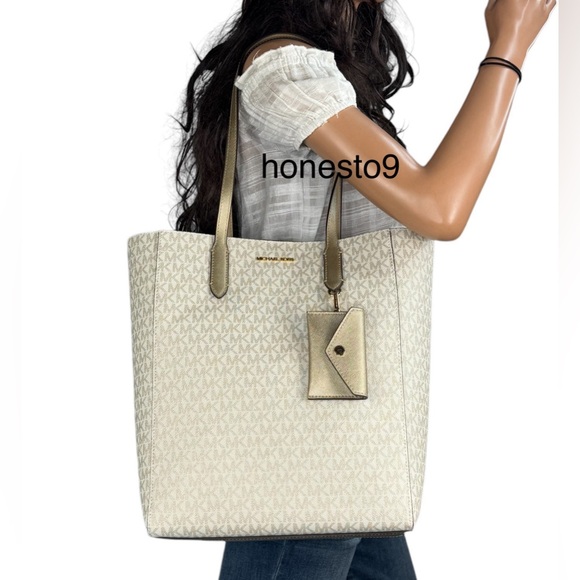 Michael Kors Vincent Large Shoulder Tote Bag MK Pale Gold